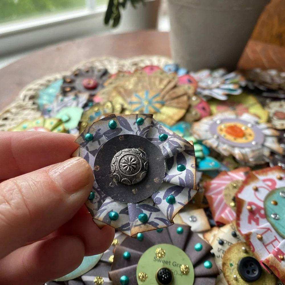 NEW!! Handcrafted Embellished Paper Flowers.
